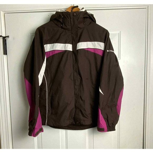 Columbia Women's Brown Pink Core Interchange Hooded Parka Jacket‎ Medium - Picture 1 of 5